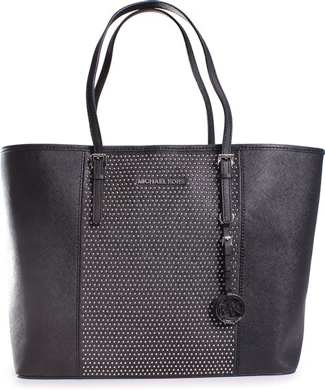 michael kors microstud black tote|Michael Kors black nylon tote.